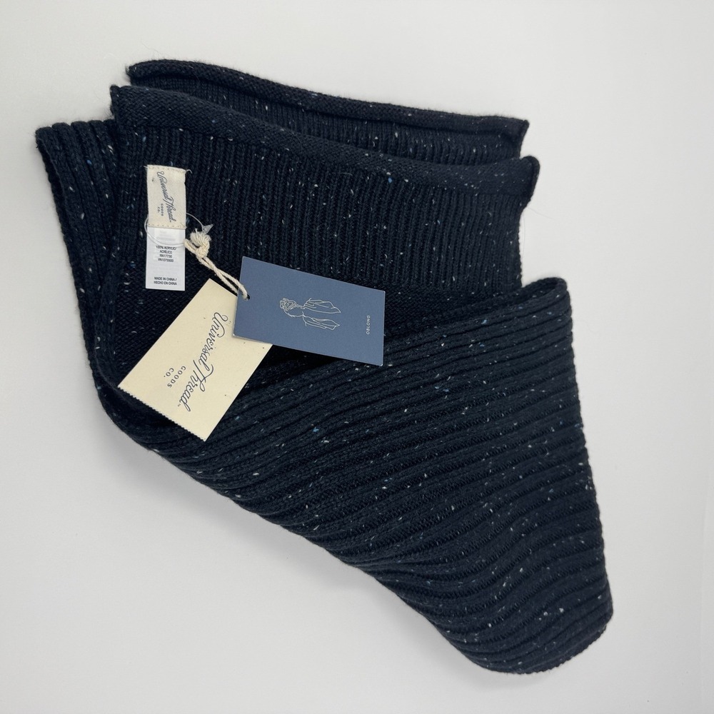 NWT Universal Thread Navy Donegal Ribbed Knit Oblong Scarf One Size ~76"